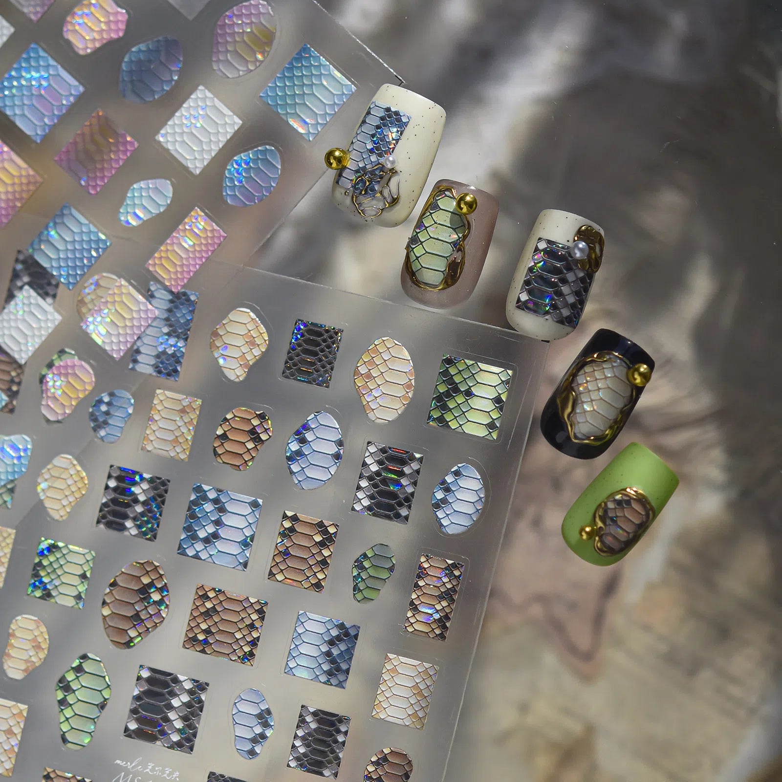 Snake Print Nail Stickers | Edgy Animal Print Nail Art Decals - image 4