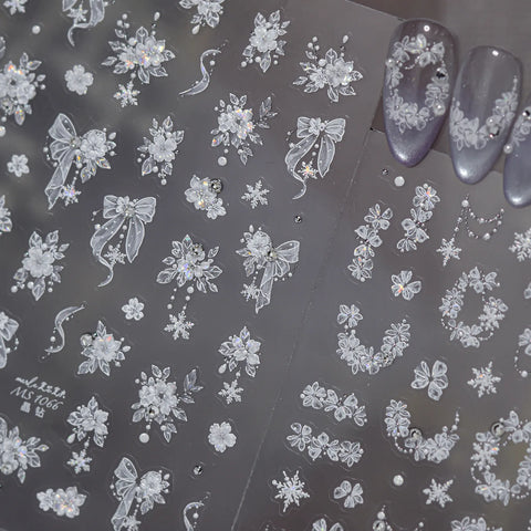 Snowflake Bow Nail Stickers | Winter Nail Art Decals - image 4