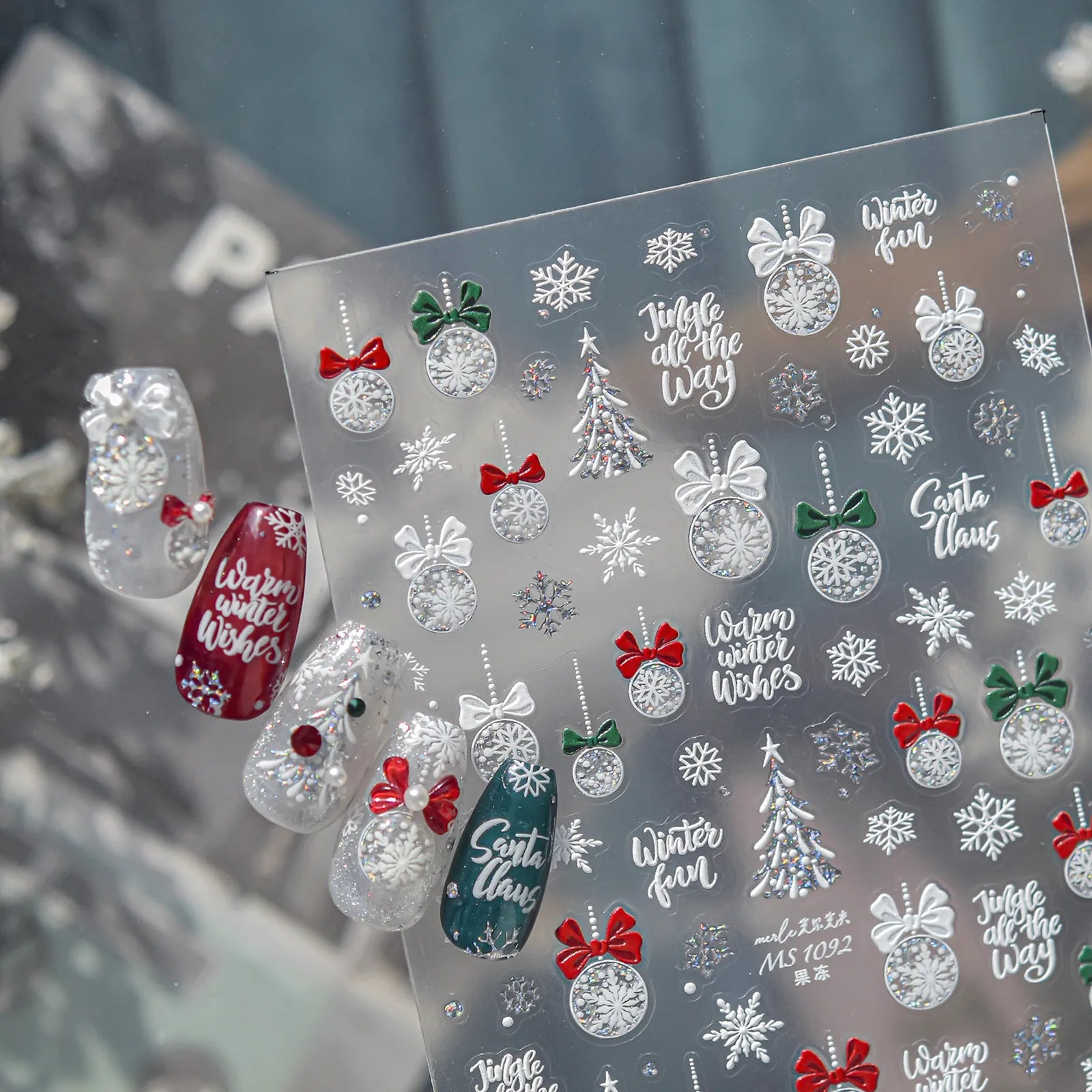 Snowflake Christmas Nail Stickers | Jelly Winter Nail Art Decals - image 1
