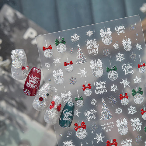 Snowflake Christmas Nail Stickers | Jelly Winter Nail Art Decals - image 1