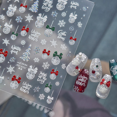 Snowflake Christmas Nail Stickers | Jelly Winter Nail Art Decals - image 2