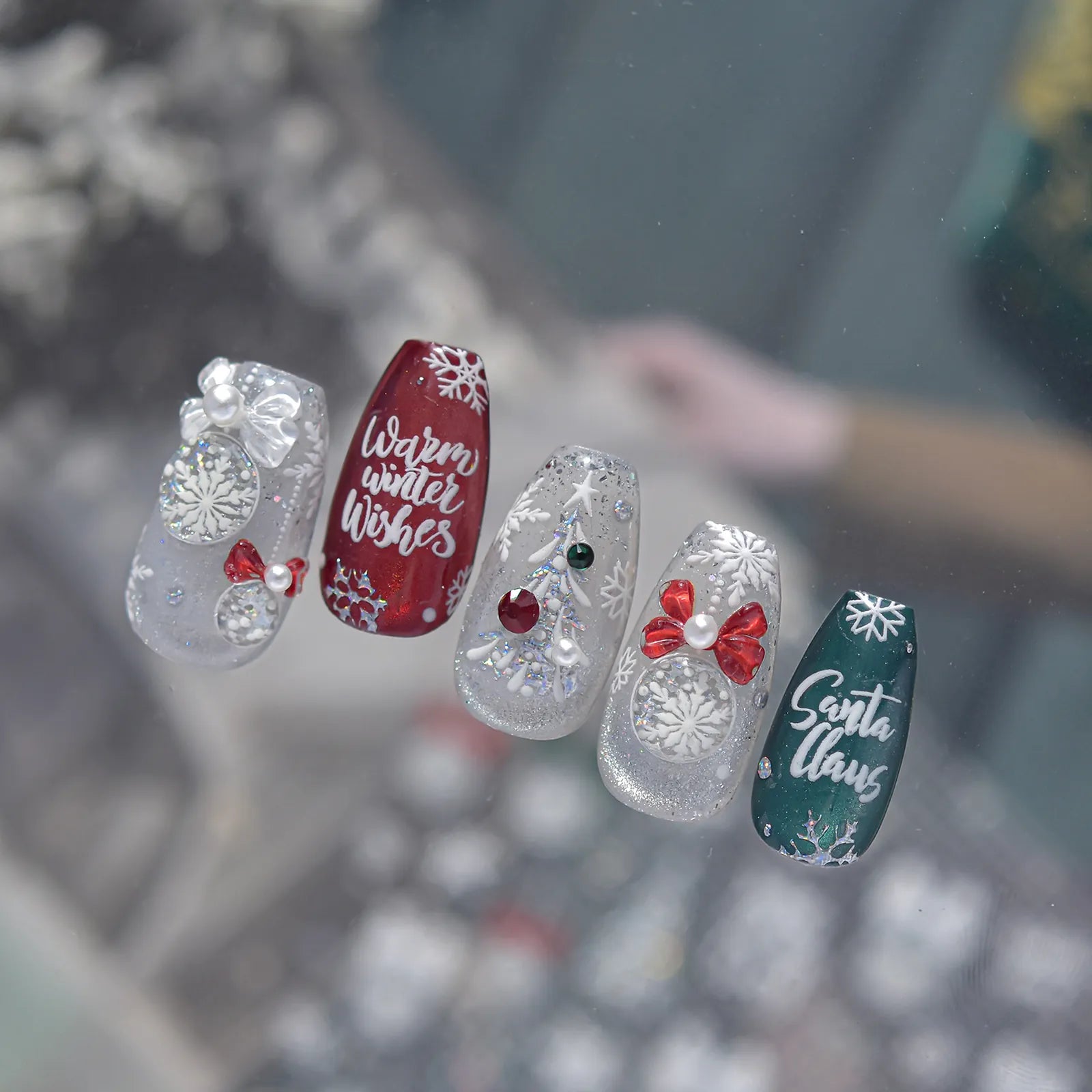 Snowflake Christmas Nail Stickers | Jelly Winter Nail Art Decals - image 3