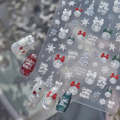 Snowflake Christmas Nail Stickers | Jelly Winter Nail Art Decals - image 5