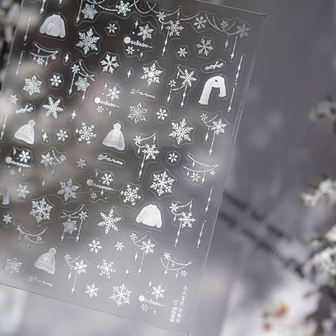 Snowflake Nail Stickers, Snowflake Nail Decals, Winter Nail Stickers, Snow Nail Art, White Snow Nail Stickers