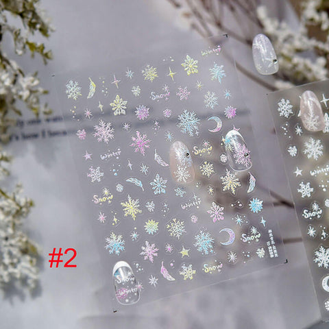 Snowflake Nail Stickers, Snowflake Nail Decals, Winter Nail Stickers, Snow Nail Art, White Snow Nail Stickers