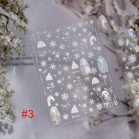 Snowflake Nail Stickers, Snowflake Nail Decals, Winter Nail Stickers, Snow Nail Art, White Snow Nail Stickers
