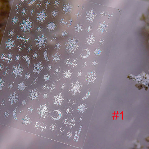 Snowflake Nail Stickers, Snowflake Nail Decals, Winter Nail Stickers, Snow Nail Art, White Snow Nail Stickers