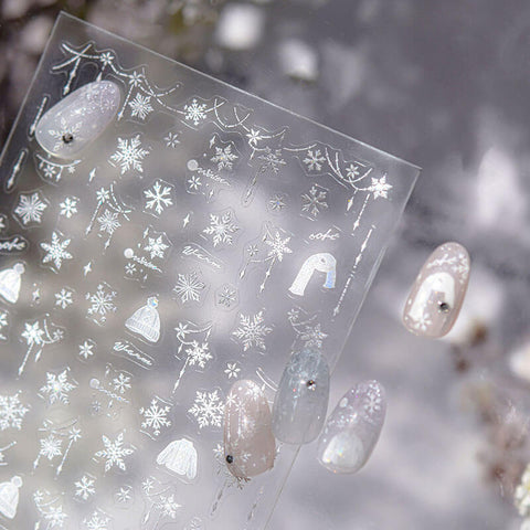 Snowflake Nail Stickers, Snowflake Nail Decals, Winter Nail Stickers, Snow Nail Art, White Snow Nail Stickers