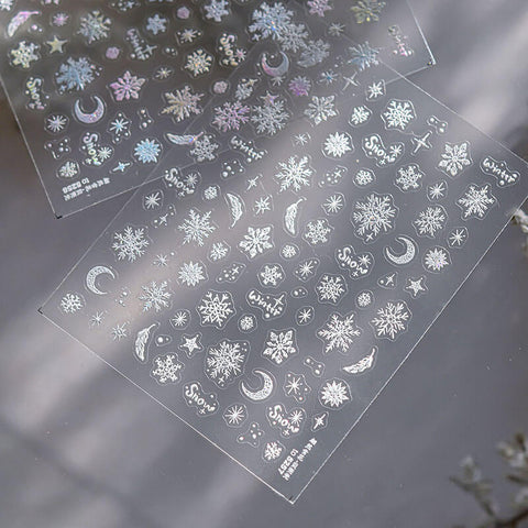 Snowflake Nail Stickers, Snowflake Nail Decals, Winter Nail Stickers, Snow Nail Art, White Snow Nail Stickers