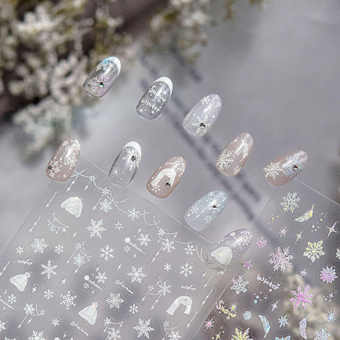 Snowflake Nail Stickers, Snowflake Nail Decals, Winter Nail Stickers, Snow Nail Art, White Snow Nail Stickers