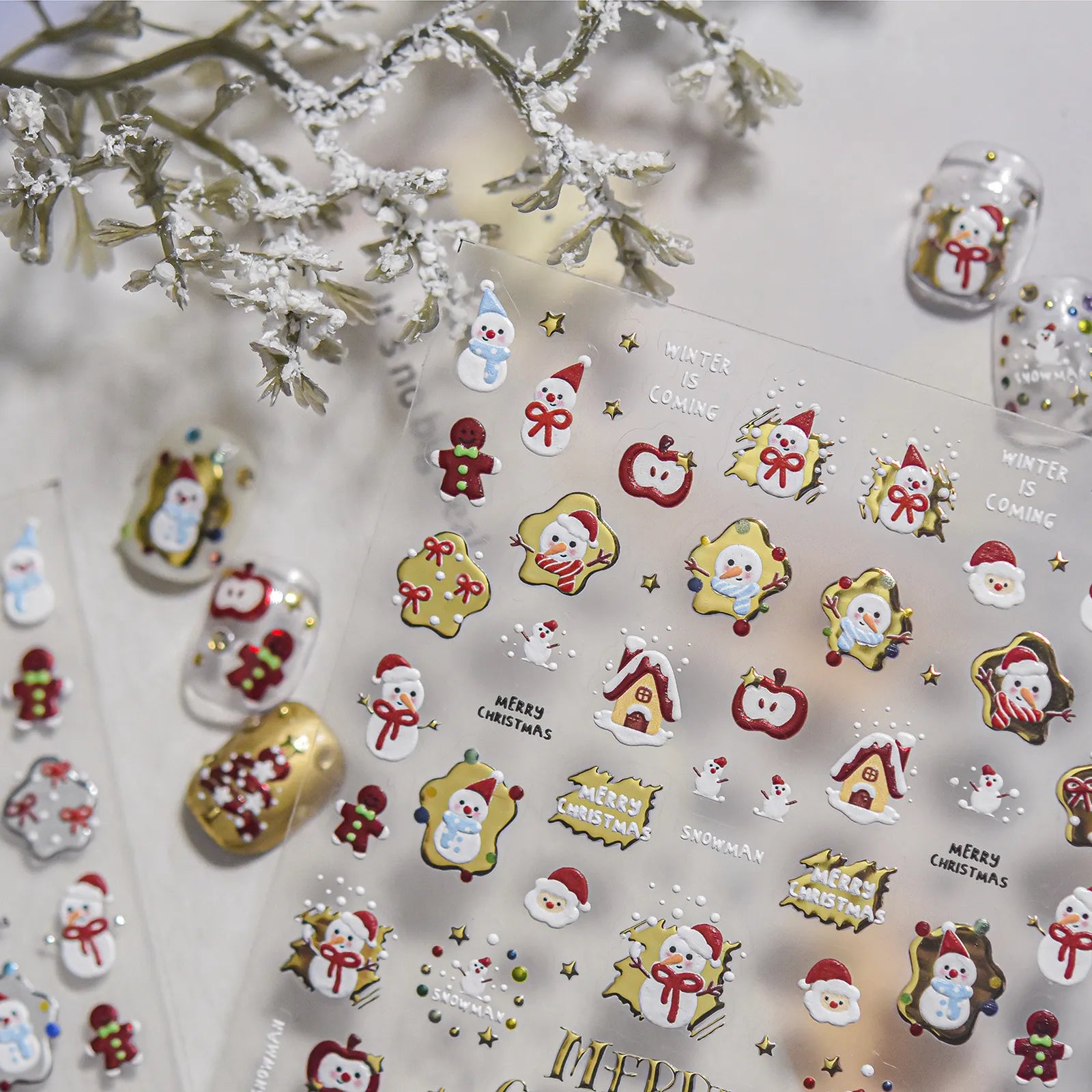 Snowman Gingerbread Nail Stickers - nail art product image 3