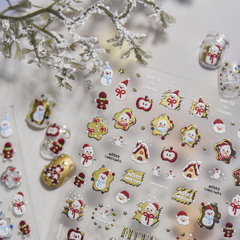 Snowman Gingerbread Nail Stickers - nail art product image 3