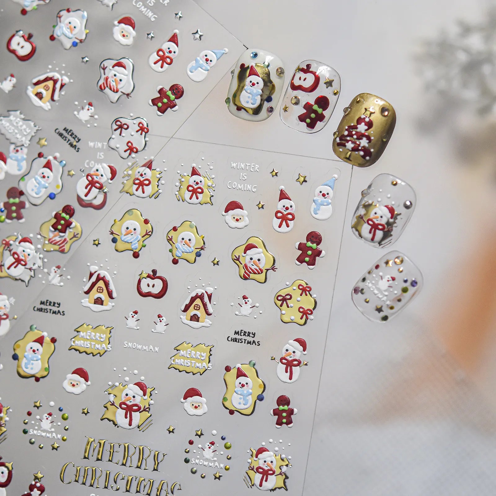 Snowman Gingerbread Nail Stickers - nail art product image 4