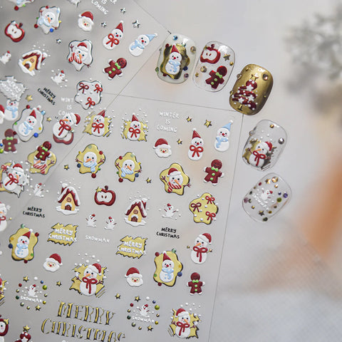 Snowman Gingerbread Nail Stickers - nail art product image 4