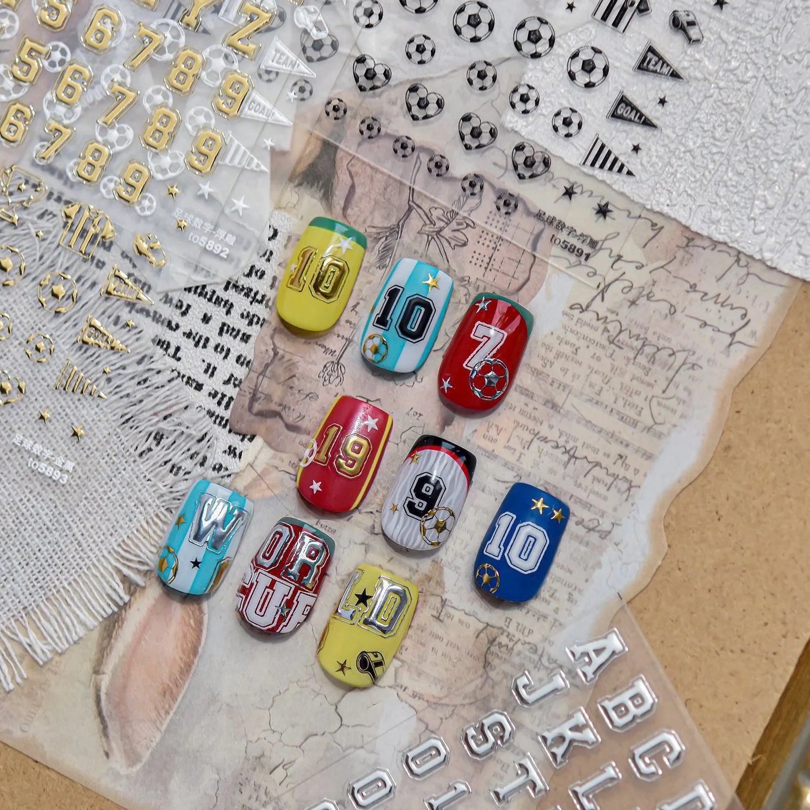 Soccer Number Nail Stickers | Sporty Letter Nail Art Decals - image 1