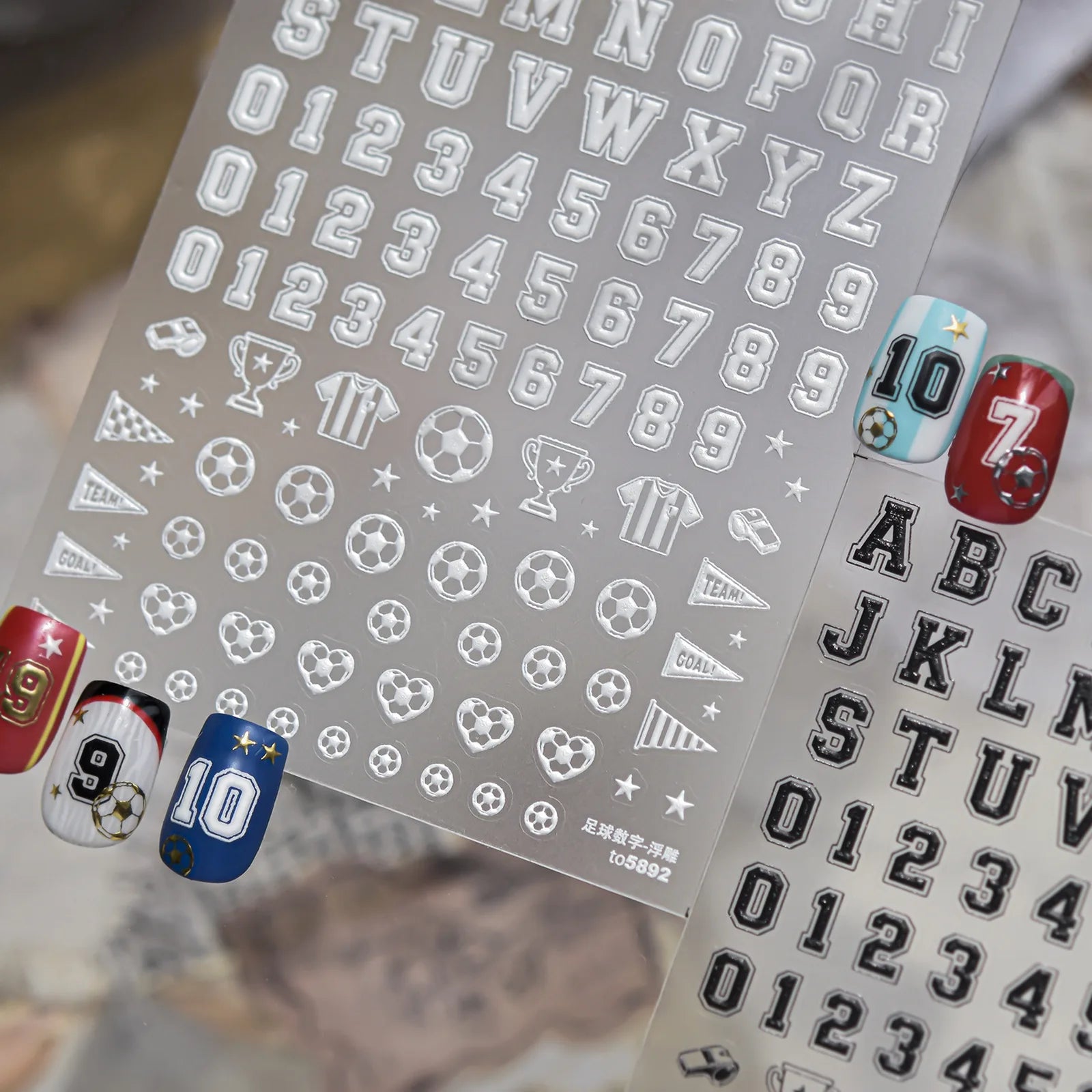 Soccer Number Nail Stickers | Sporty Letter Nail Art Decals - image 2