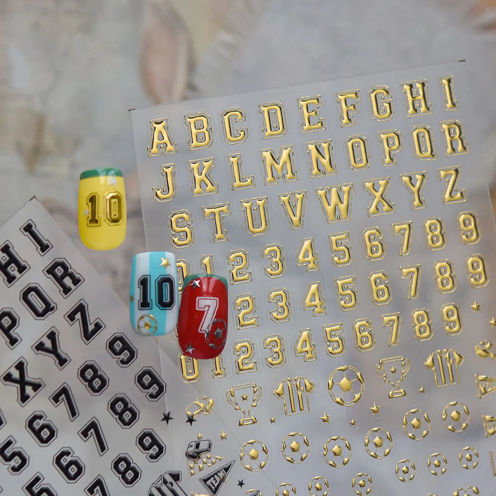 Soccer Number Nail Stickers | Sporty Letter Nail Art Decals - image 3