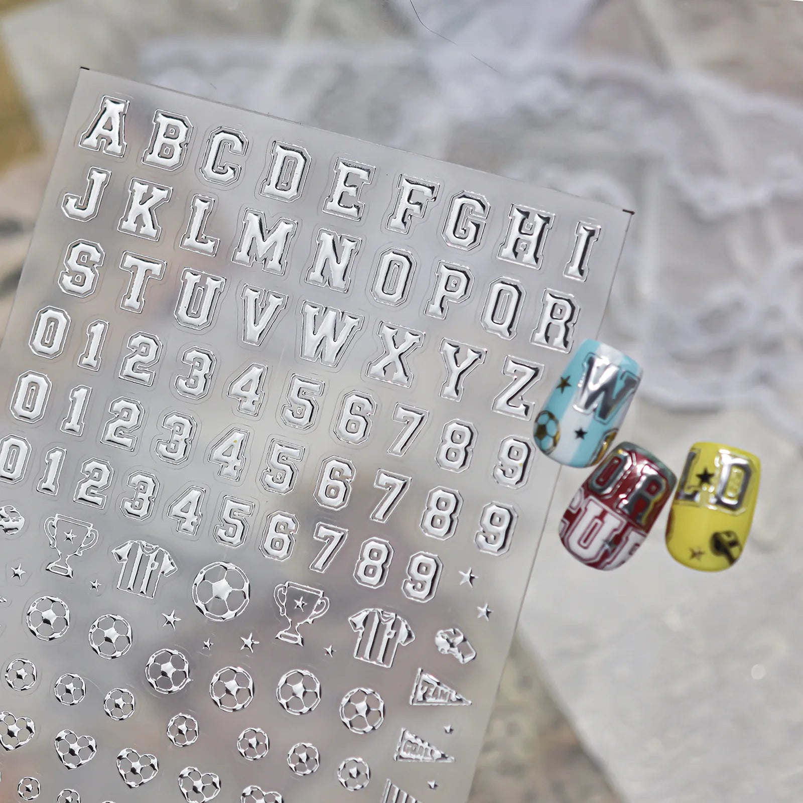Soccer Number Nail Stickers | Sporty Letter Nail Art Decals - image 4