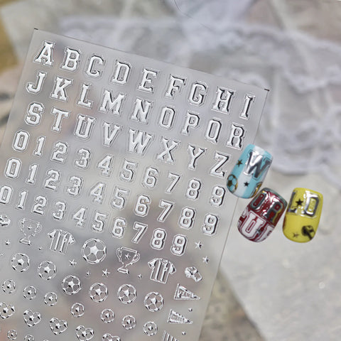 Soccer Number Nail Stickers | Sporty Letter Nail Art Decals - image 4