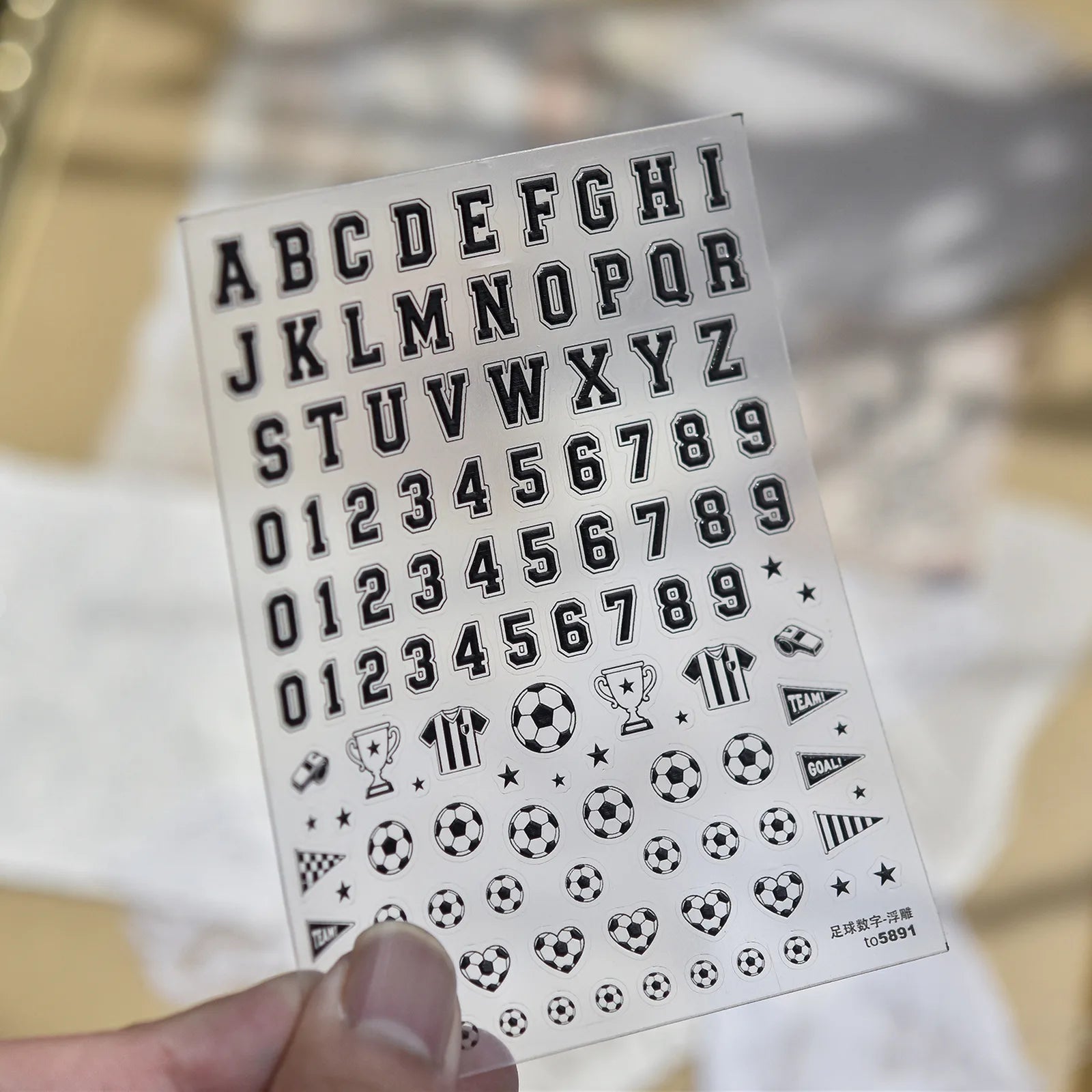 Soccer Number Nail Stickers | Sporty Letter Nail Art Decals - to5891 variant image