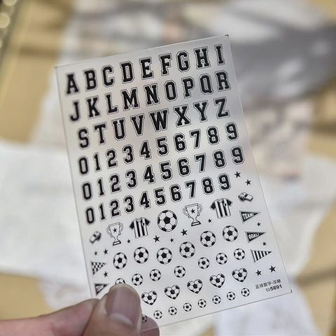 Soccer Number Nail Stickers | Sporty Letter Nail Art Decals - to5891 variant image