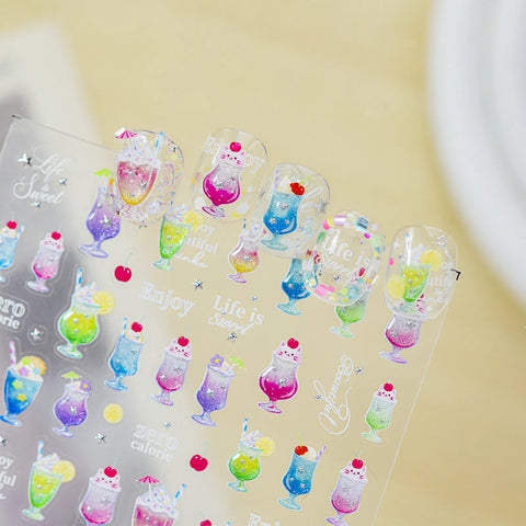 Soda Bubble Nail Stickers | Summer Drink Nail Art Decals - image 2