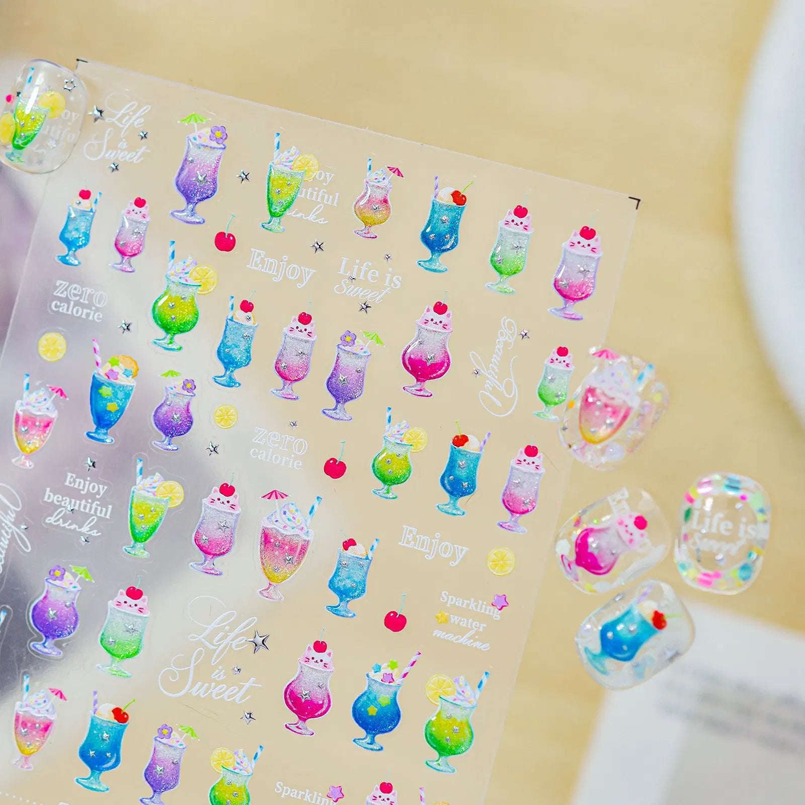 Soda Bubble Nail Stickers | Summer Drink Nail Art Decals - image 4
