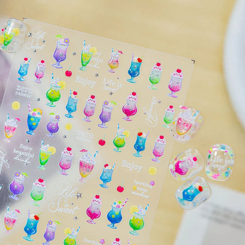 Soda Bubble Nail Stickers | Summer Drink Nail Art Decals - image 4