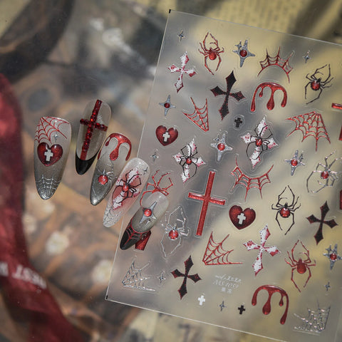 Spider Halloween Nail Stickers | Dark Grunge Nail Art Decals - image 2