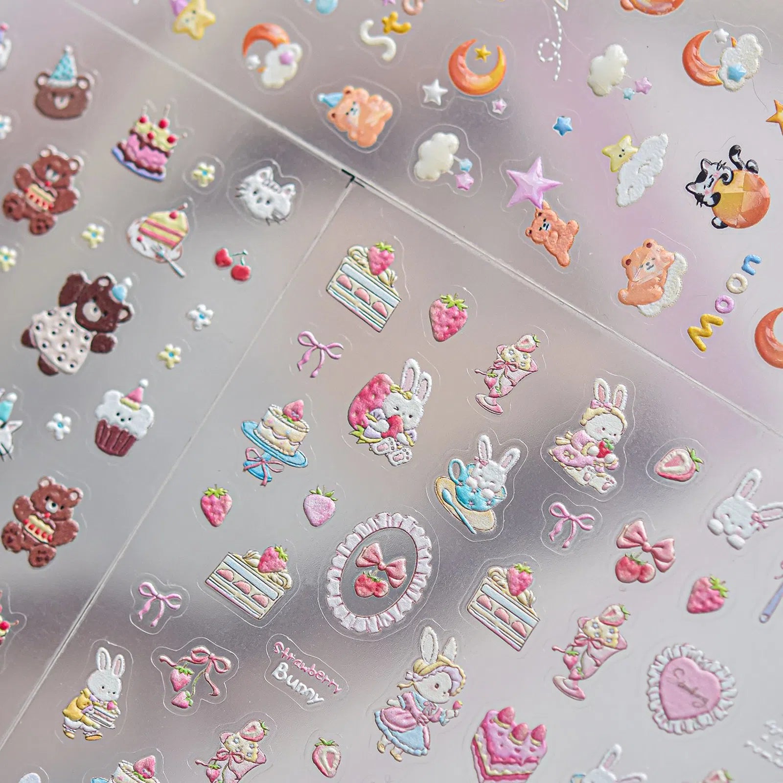 Strawberry Bunny Nail Stickers | Kawaii Animal Nail Art Decals - image 1