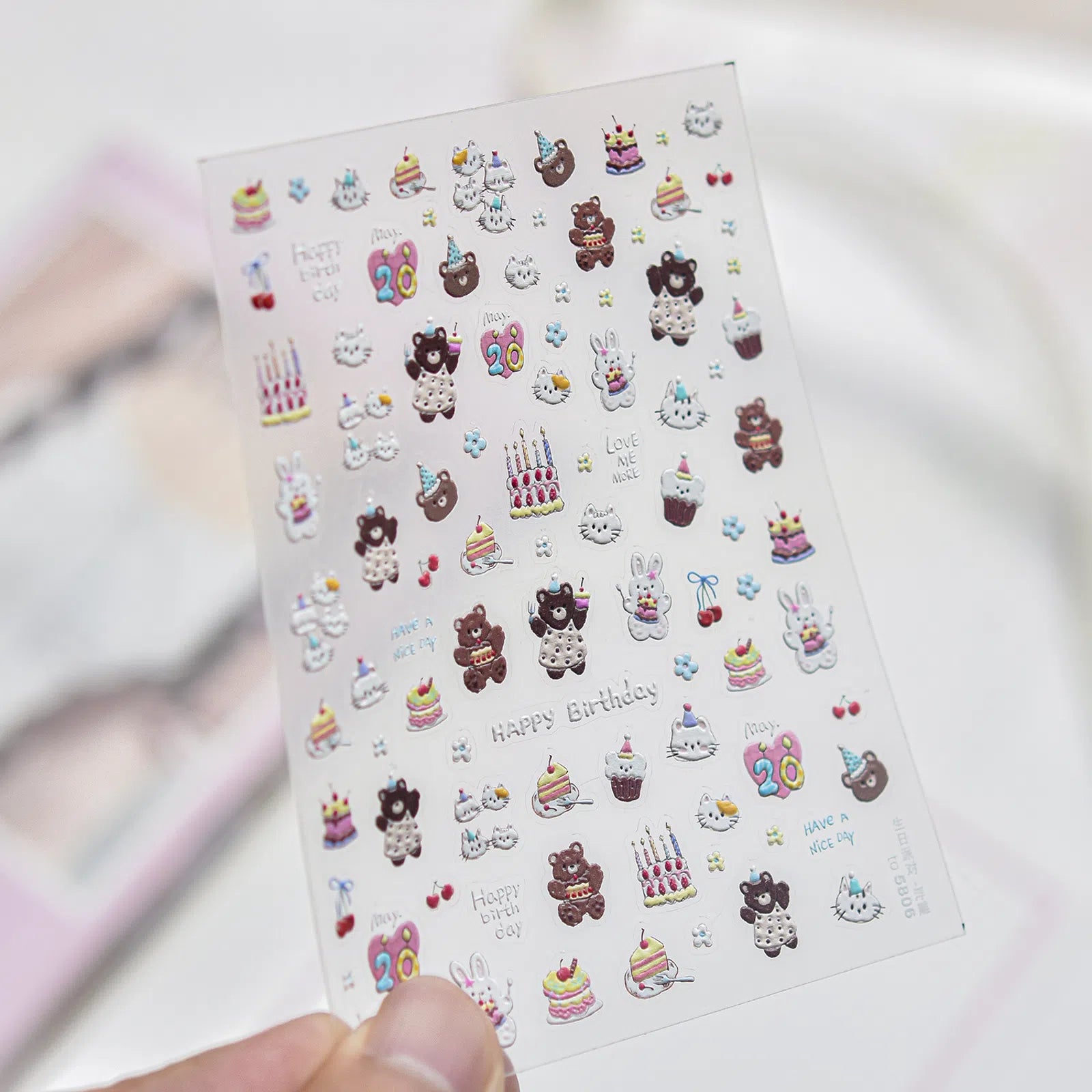 to5806 Strawberry Bunny Nail Stickers variant image - Tomoni Nail Art