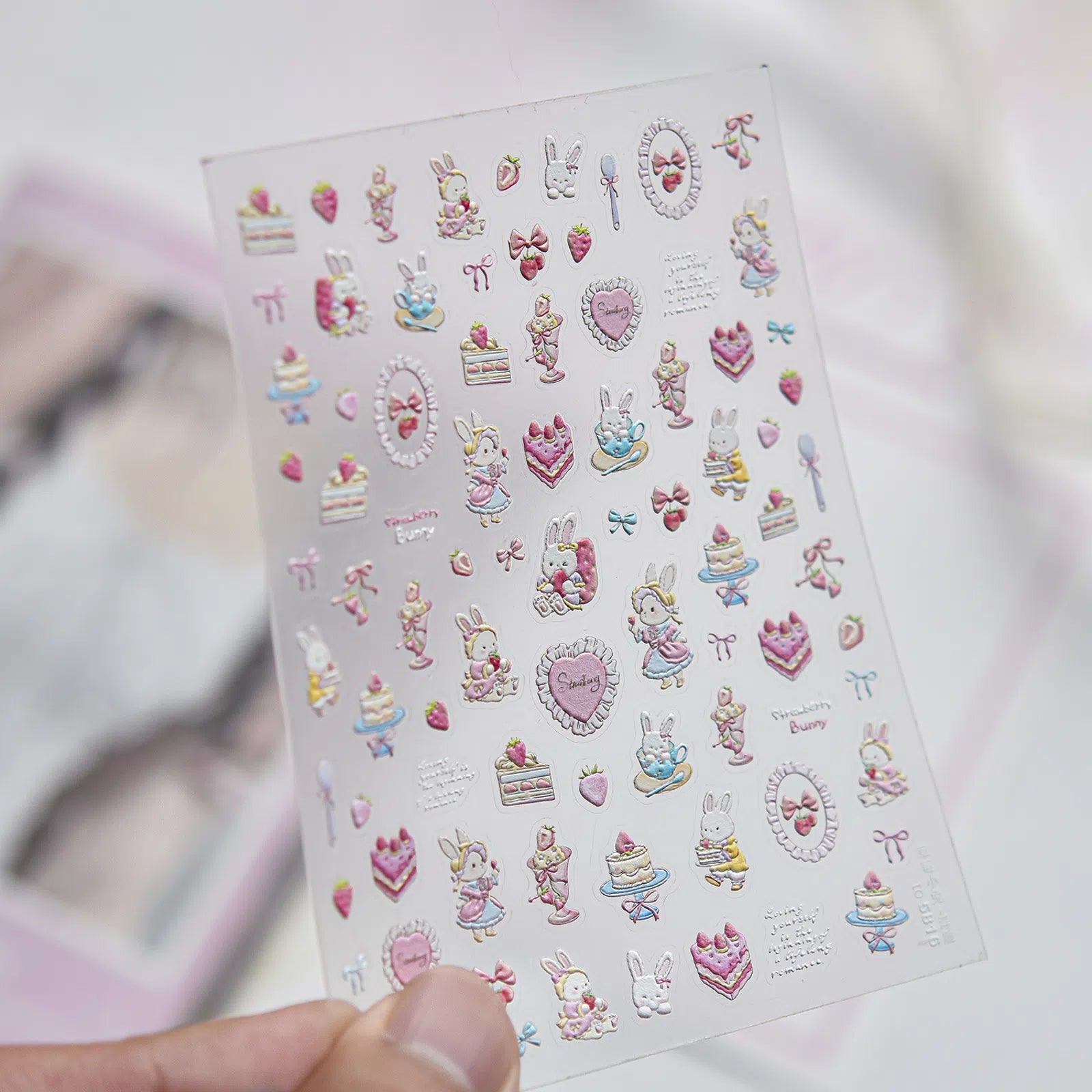to5816 Strawberry Bunny Nail Stickers variant image - Tomoni Nail Art