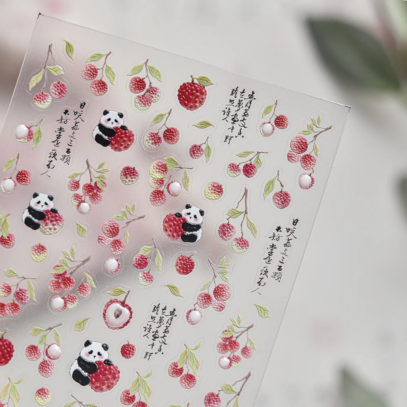 Strawberry Panda Nail Stickers | Kawaii Fruit Nail Art Decals - image 3