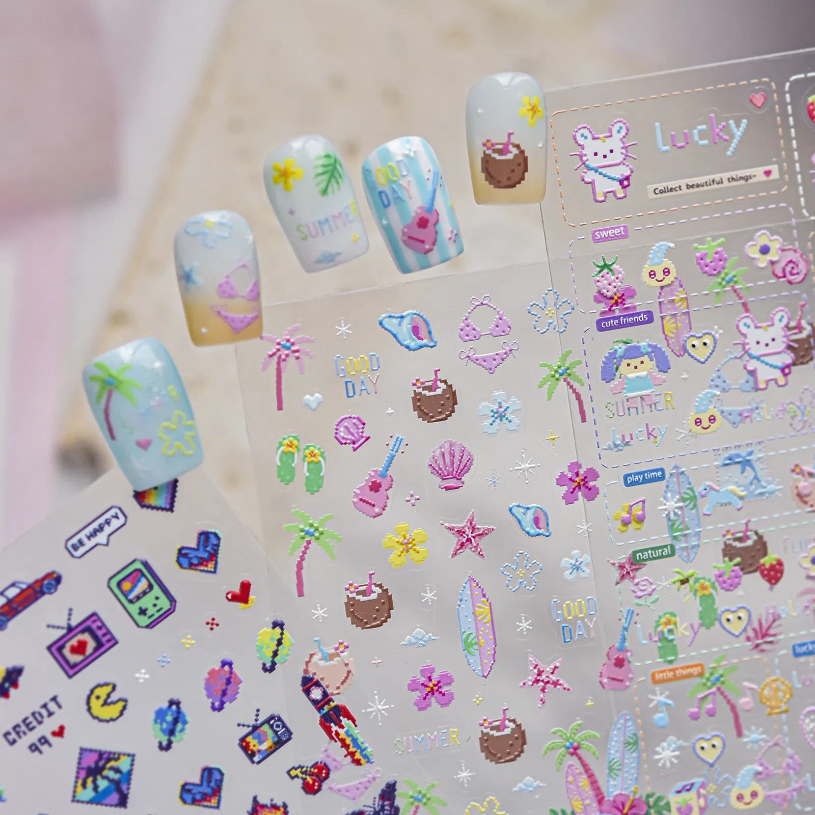 Summer Ocean Nail Stickers | 3D Beach Nail Art Decals - image 1