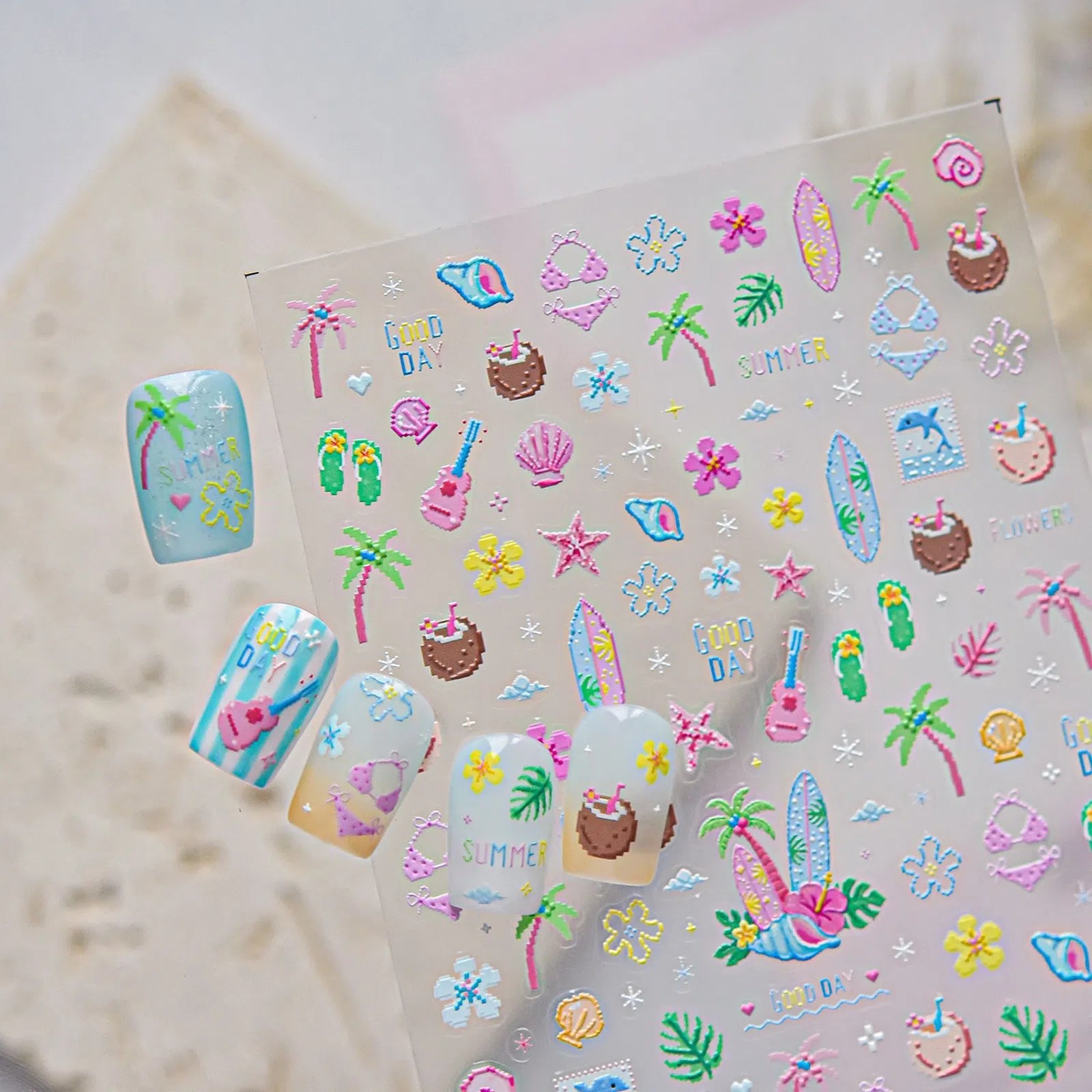 Summer Ocean Nail Stickers | 3D Beach Nail Art Decals - image 5