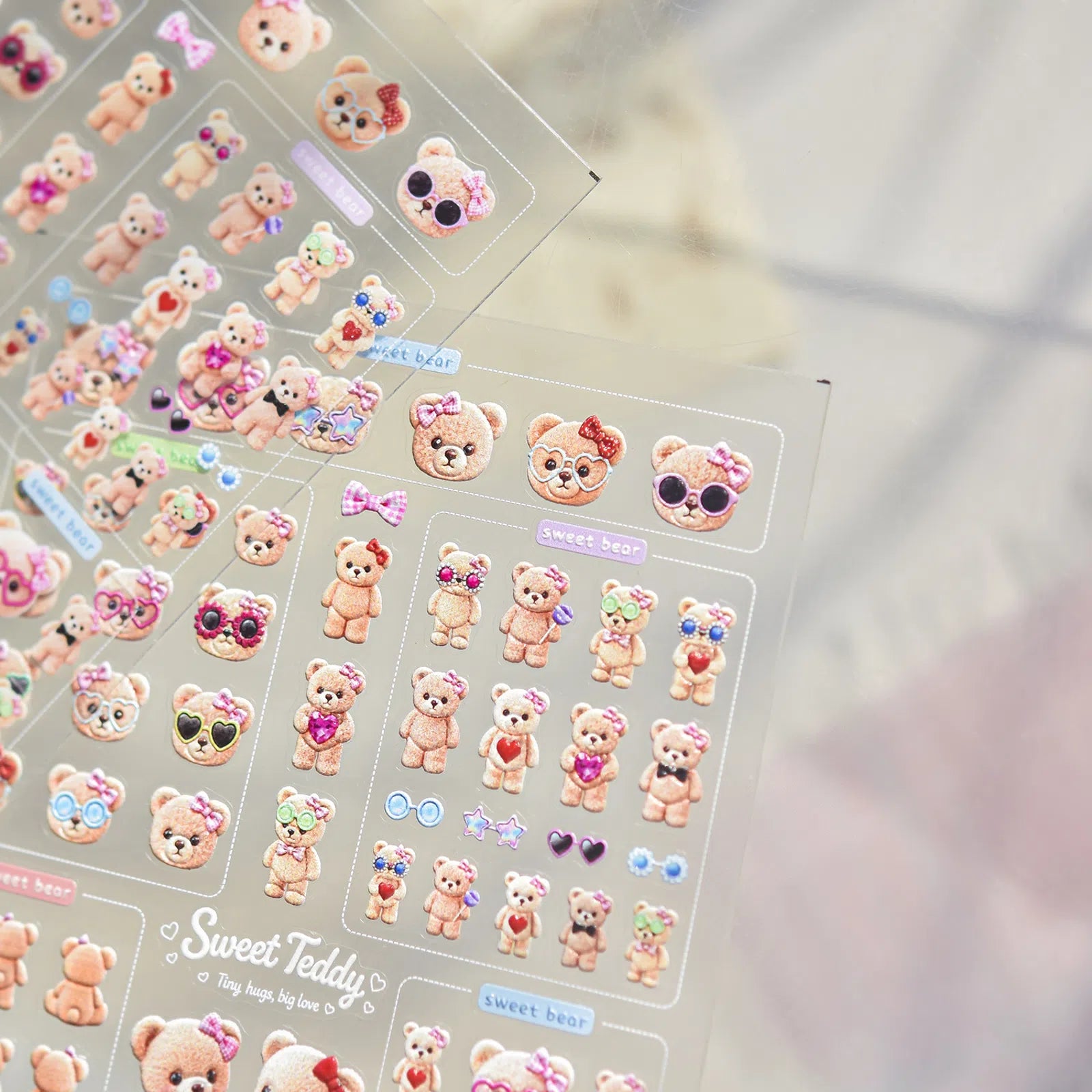 Sunglasses Bear Nail Stickers | Kawaii Cartoon Nail Art Decals - image 1