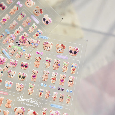 Sunglasses Bear Nail Stickers | Kawaii Cartoon Nail Art Decals - image 1