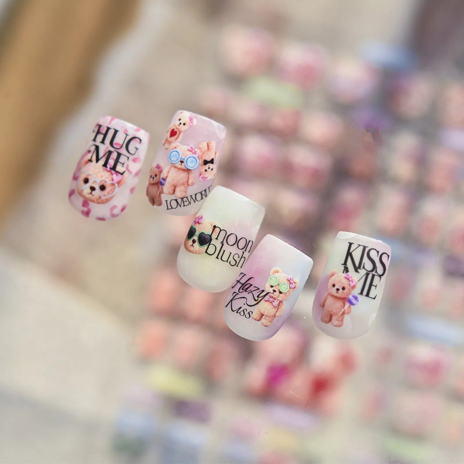 Sunglasses Bear Nail Stickers | Kawaii Cartoon Nail Art Decals - image 4