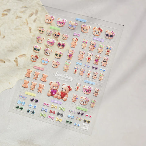 to5888 Sunglasses Bear Nail Stickers variant image - Tomoni Nail Art