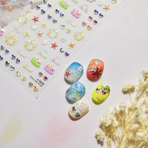 Summer Nail Stickers, Beach Nail Stickers, Sunglass Nail Decals, Summer Nail Art, Cute Summer Nails, Summer Manicure, to5212