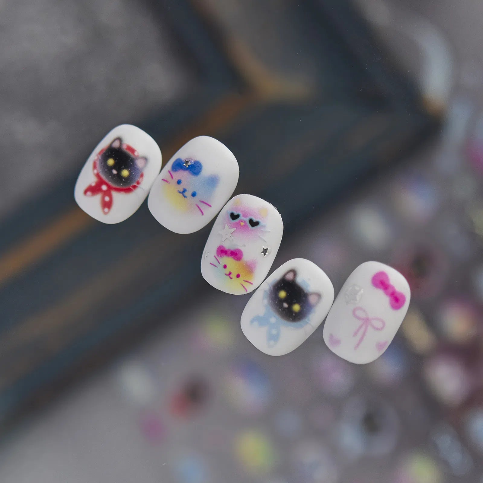 Sweet Cool Cat Nail Stickers | Kawaii Cat Nail Art Decals - image 1