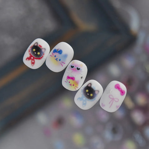 Sweet Cool Cat Nail Stickers | Kawaii Cat Nail Art Decals - image 1