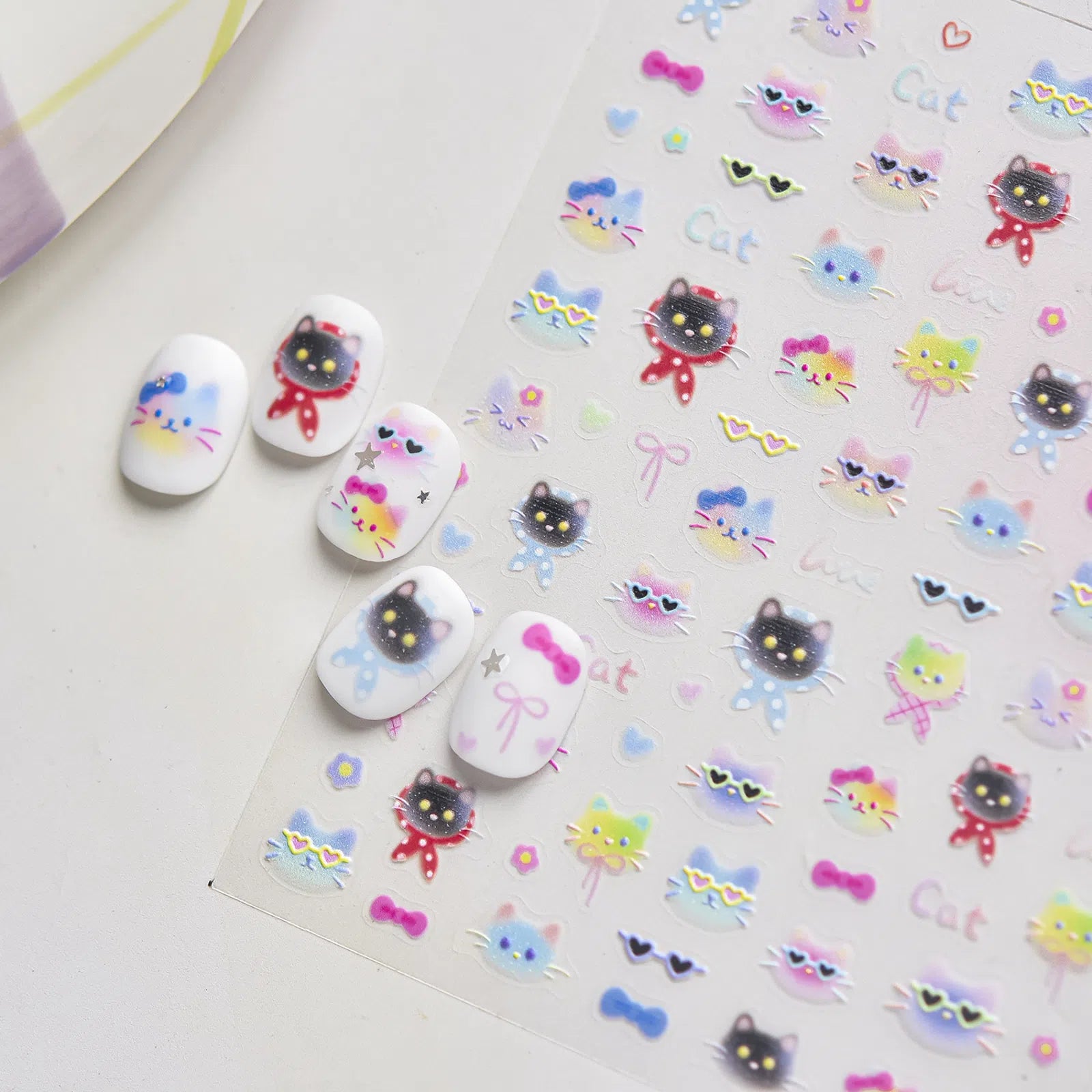 Sweet Cool Cat Nail Stickers | Kawaii Cat Nail Art Decals - image 2