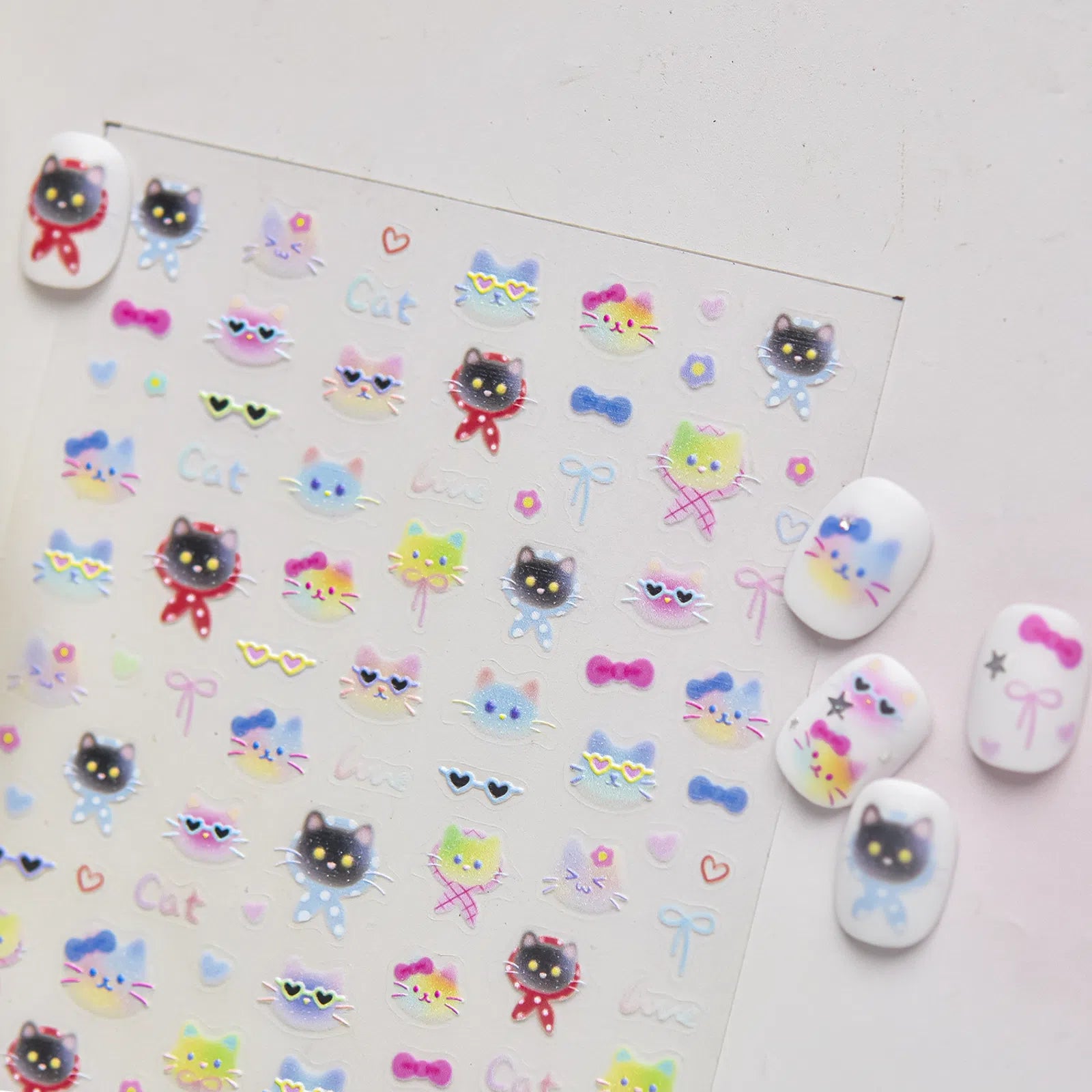 Sweet Cool Cat Nail Stickers | Kawaii Cat Nail Art Decals - image 3