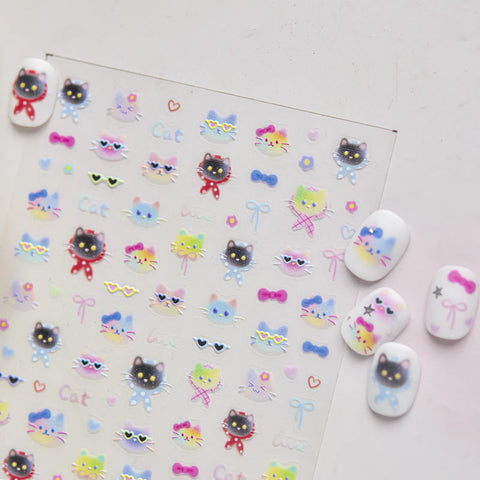 Sweet Cool Cat Nail Stickers | Kawaii Cat Nail Art Decals - image 3
