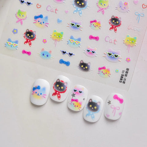 Sweet Cool Cat Nail Stickers | Kawaii Cat Nail Art Decals - image 4