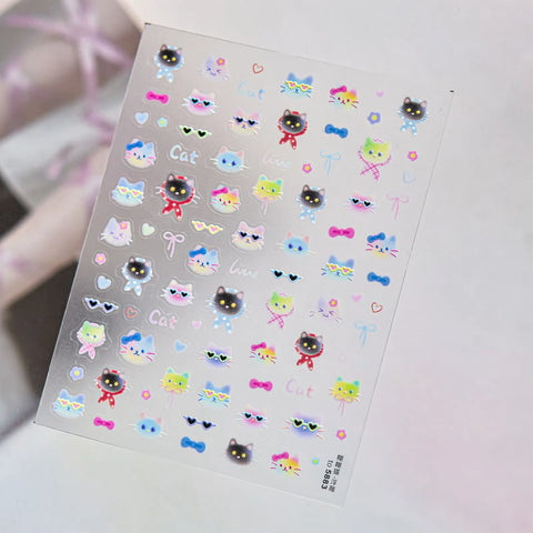 Sweet Cool Cat Nail Stickers | Kawaii Cat Nail Art Decals - image 5