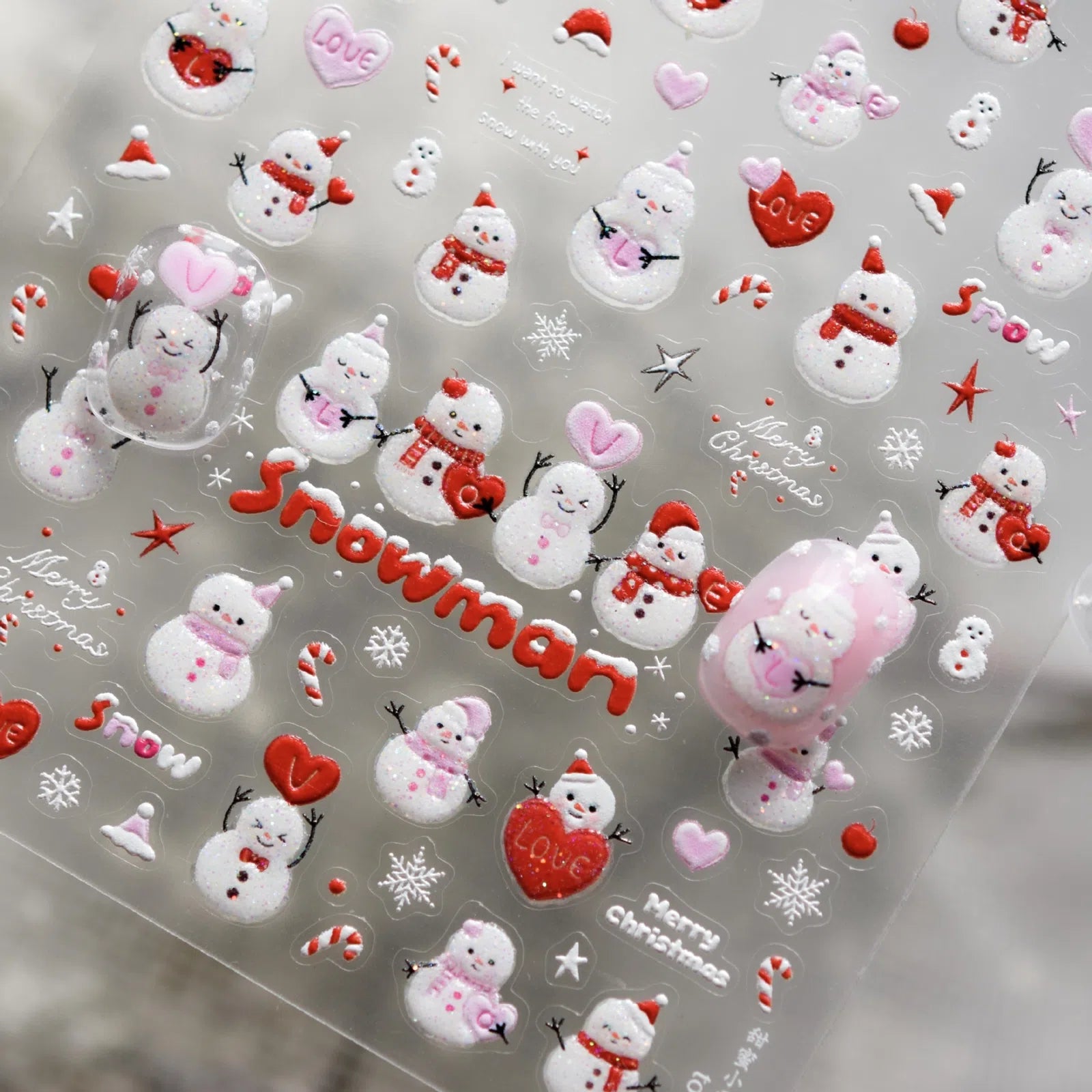 Sweet Snowman Nail Stickers | Kawaii Winter Nail Art Decals - image 1