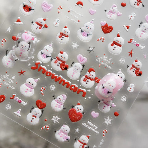 Sweet Snowman Nail Stickers | Kawaii Winter Nail Art Decals - image 1