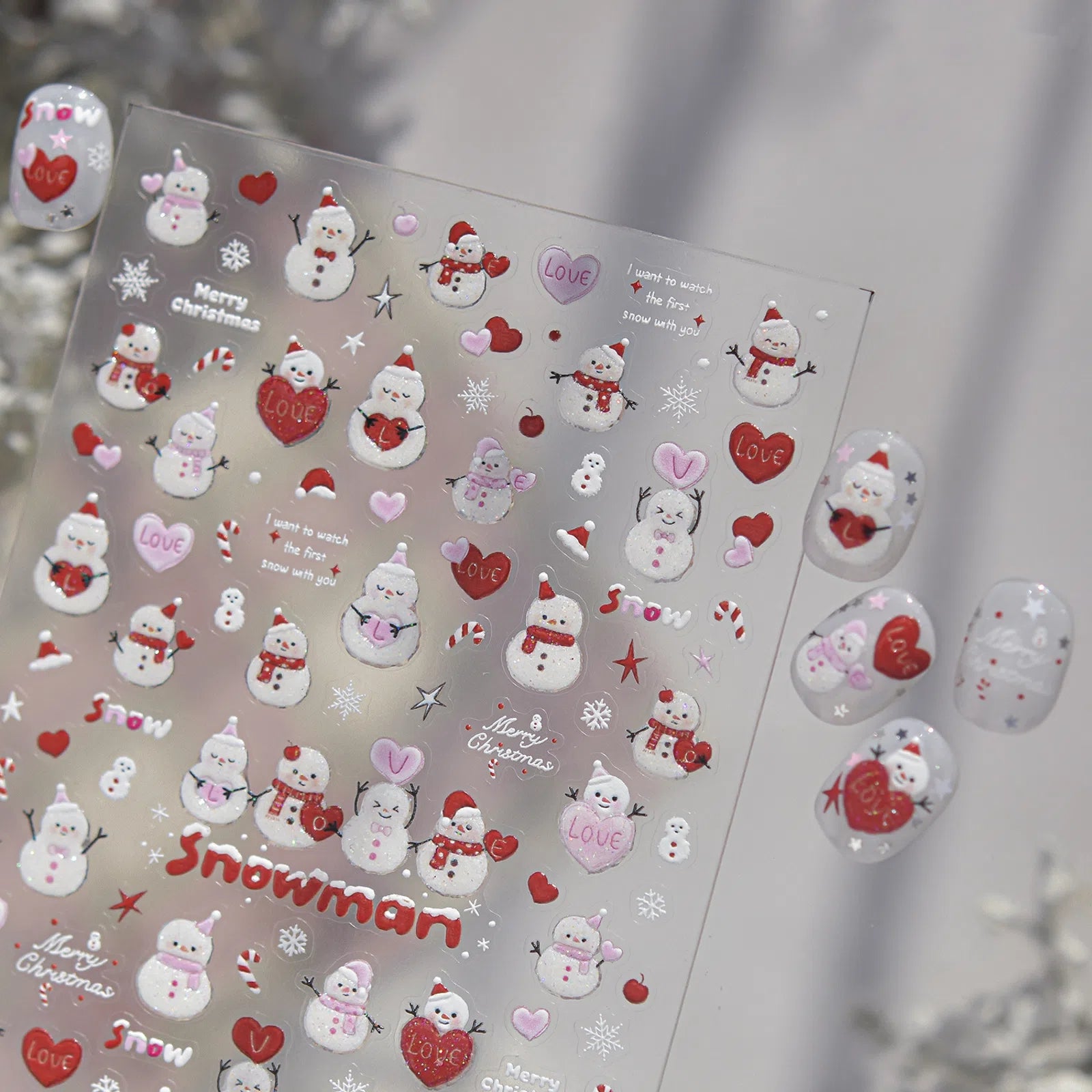 Sweet Snowman Nail Stickers | Kawaii Winter Nail Art Decals - image 3